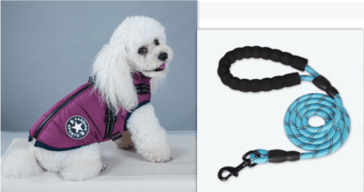 Waterproof Dog Clothes Winter Dog Coat With Harness Warm Pet Clothing Big Dog Jacket Chihuahua Labrador Coat Costume (Option: Purple-M)