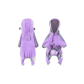 Big Dog Raincoat Cape-style Reflective Stripe Pet (Option: Purple-XL)