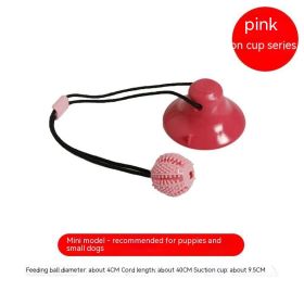 Dog Toy Food Dropping Ball Teeth Cleaning Molar Rod Brushing (Color: pink)