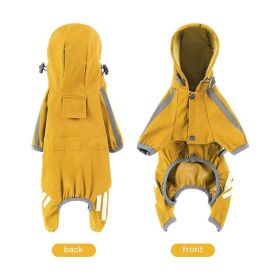 Big Dog Raincoat Cape-style Reflective Stripe Pet (Option: Yellow-L)