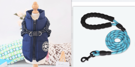 Waterproof Dog Clothes Winter Dog Coat With Harness Warm Pet Clothing Big Dog Jacket Chihuahua Labrador Coat Costume (Option: Blue-4XL)