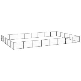 Dog Kennel Black 430.6 ft¬≤ Steel (Color: Black)
