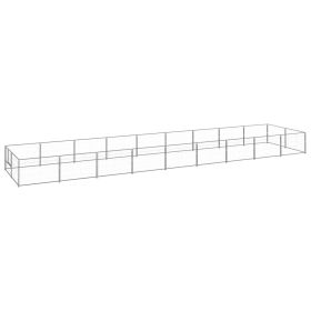 Dog Kennel Silver 193.8 ft¬≤ Steel (Color: Silver)