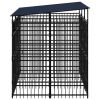 Outdoor Dog Kennel with Roof Steel 59.5 ft¬≤