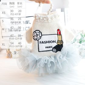 Fashionable Winter Clothes Cat Princess Dress Fur (Option: Beige-L)